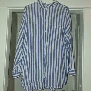 Old Navy Boyfriend Fit Button Down Shirt A Linen Blend